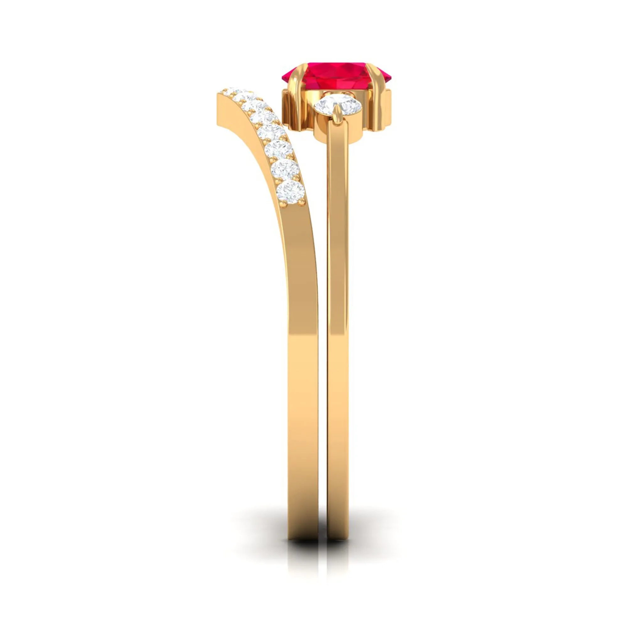 Lab-Created Ruby and Diamond Enhancer Ring Set