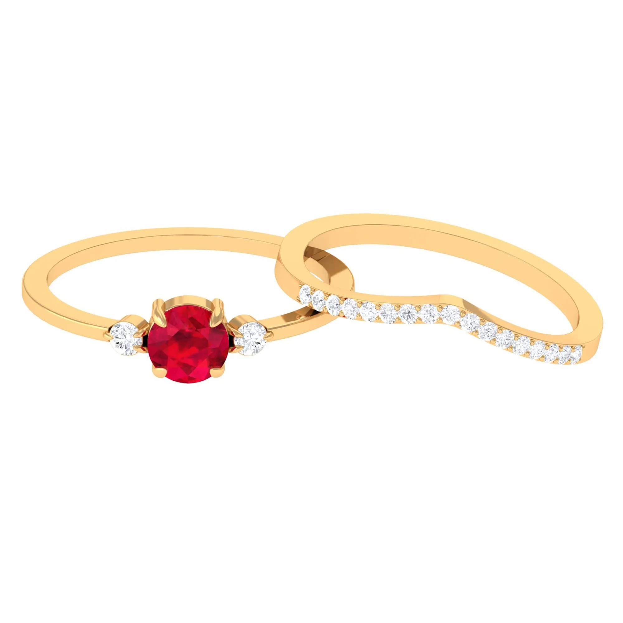 Lab-Created Ruby and Diamond Enhancer Ring Set