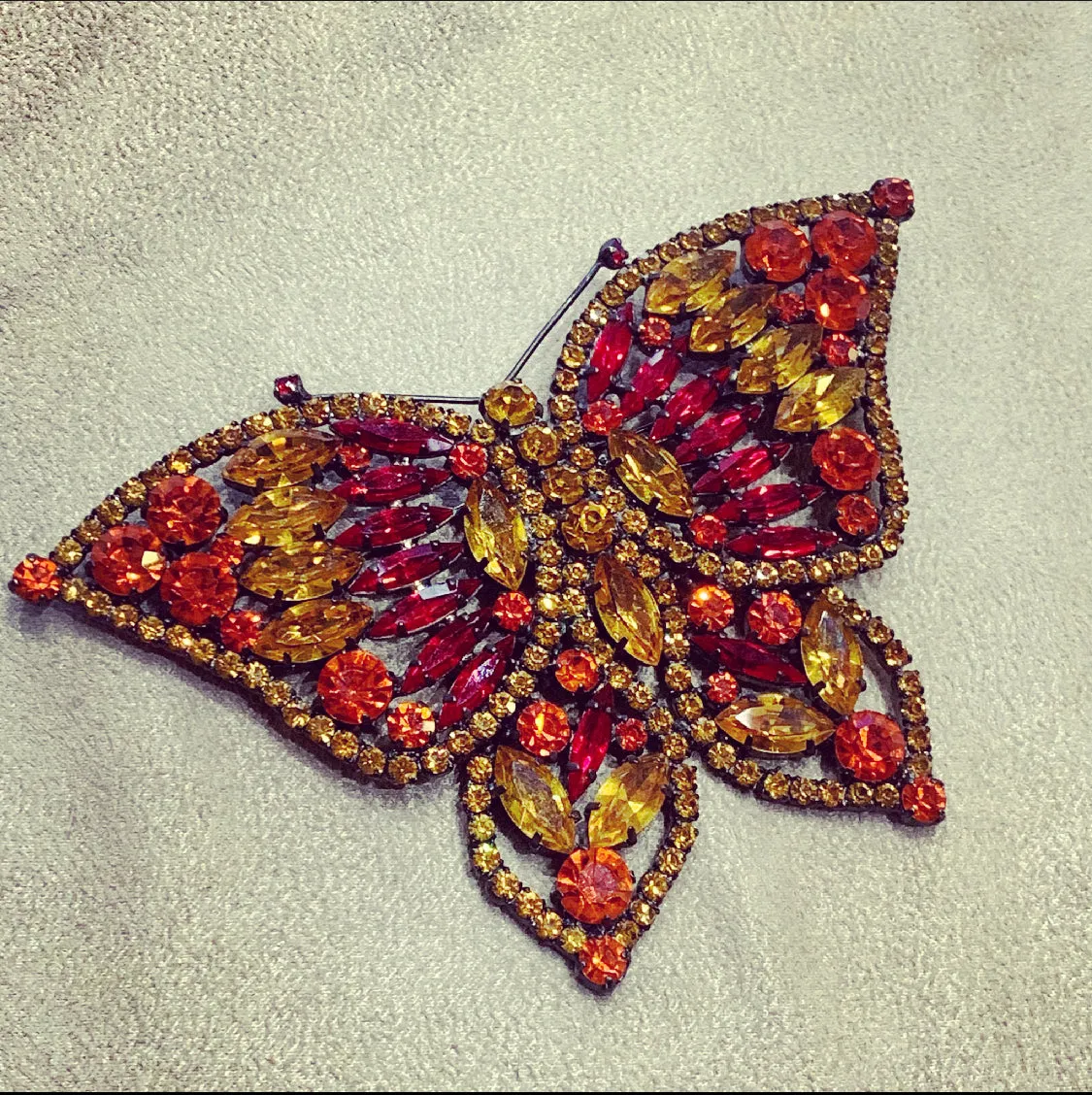 Large statement amber butterfly brooch by Cristobal
