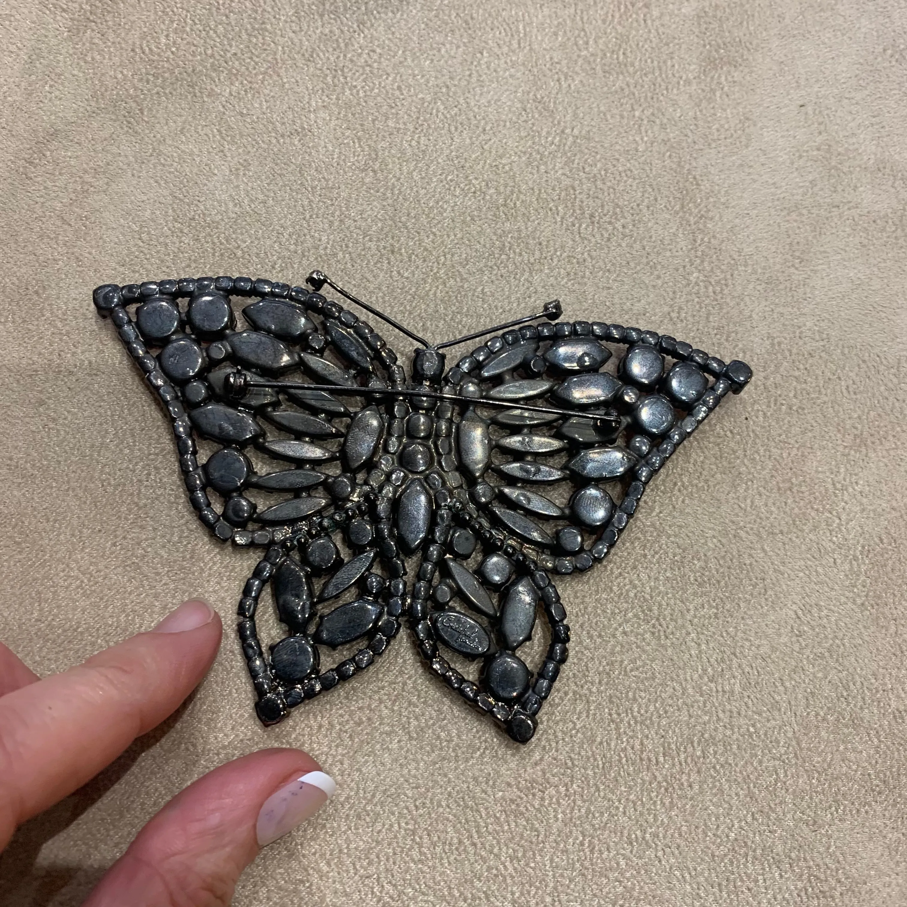 Large statement amber butterfly brooch by Cristobal