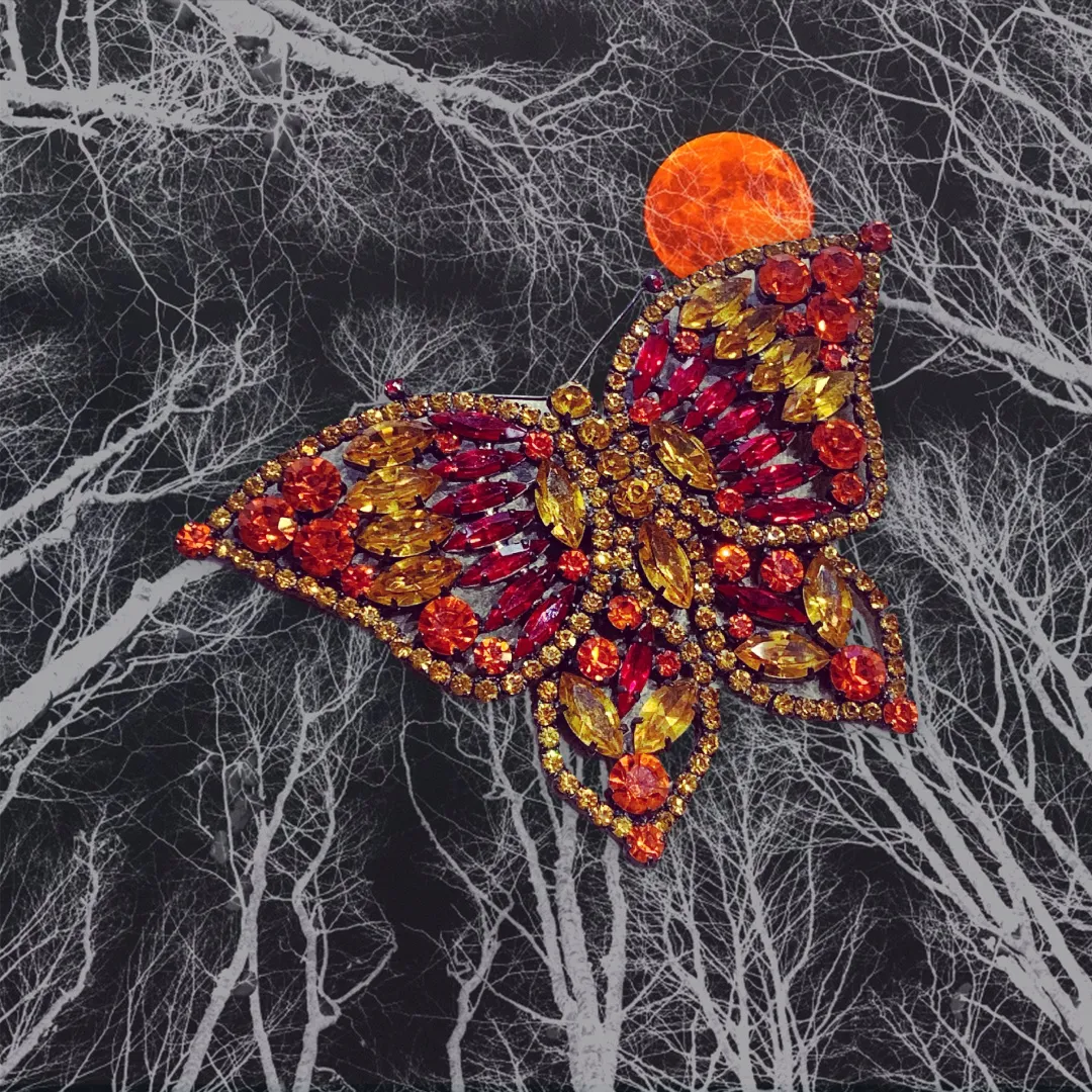 Large statement amber butterfly brooch by Cristobal