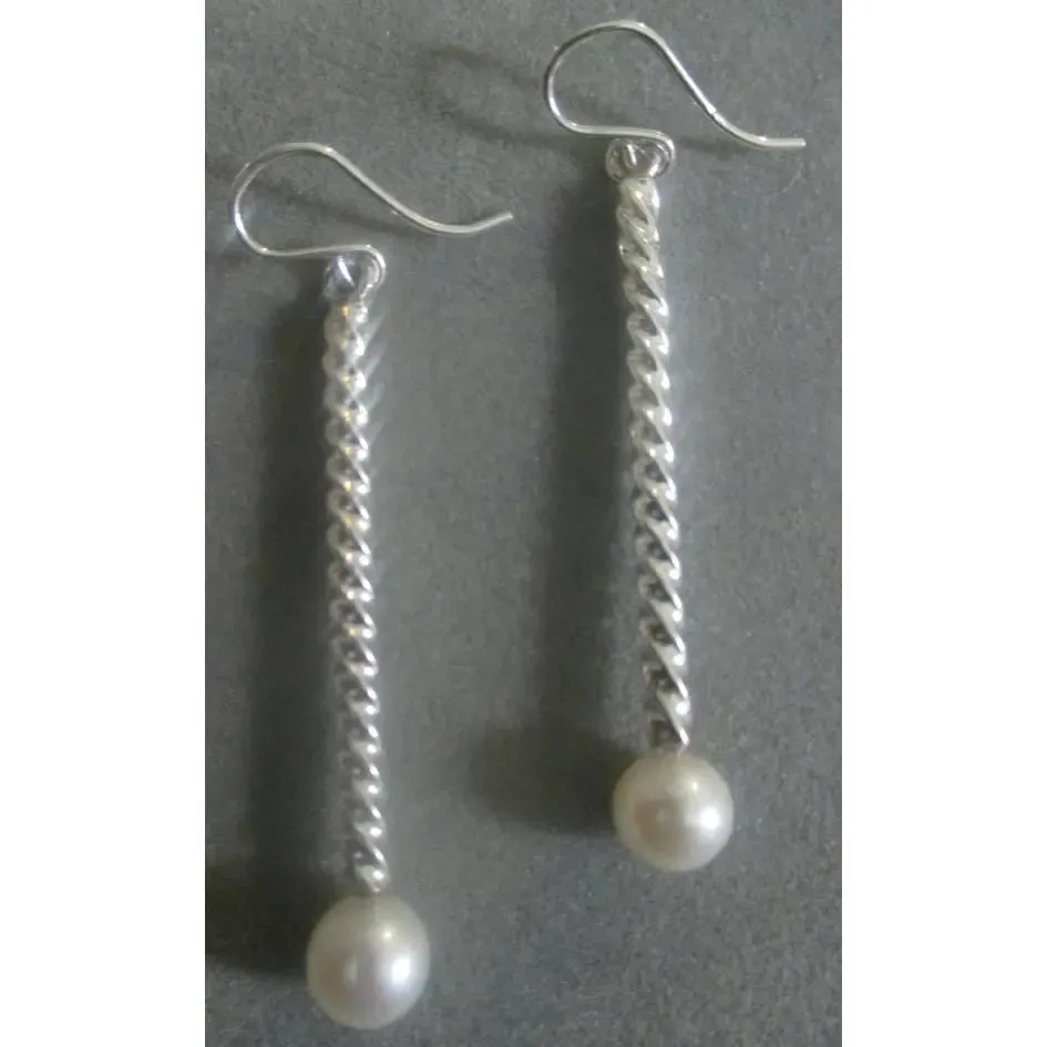 Long Modern Twist Earrings ER06SS by Richelle Leigh