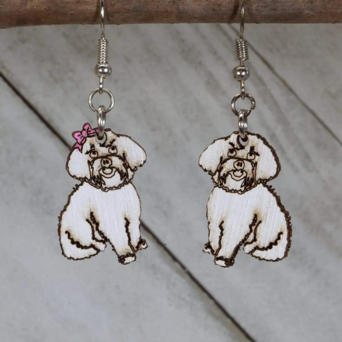 Maltipoo Wooden Dangle Earrings by Cate's Concepts, LLC