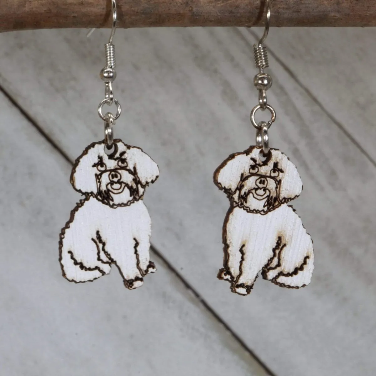 Maltipoo Wooden Dangle Earrings by Cate's Concepts, LLC