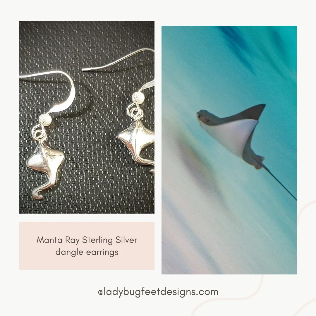 Manta Ray Sterling Silver dangle earrings