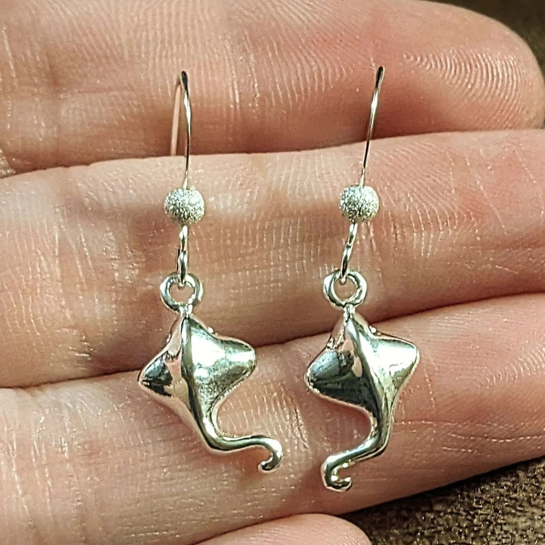 Manta Ray Sterling Silver dangle earrings