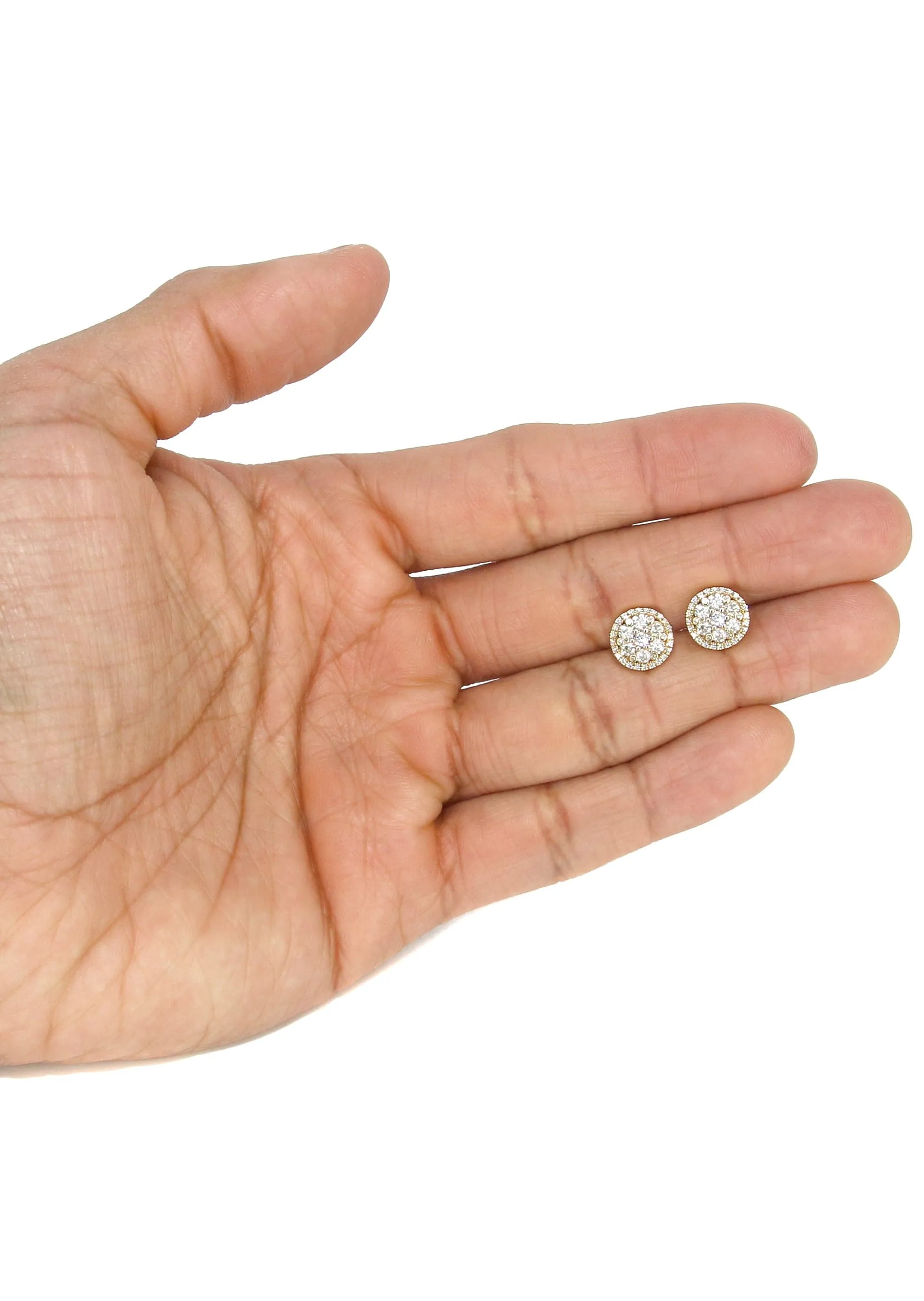 Mens Stud Diamond Earrings | 1.09 Carats 14K Yellow Gold