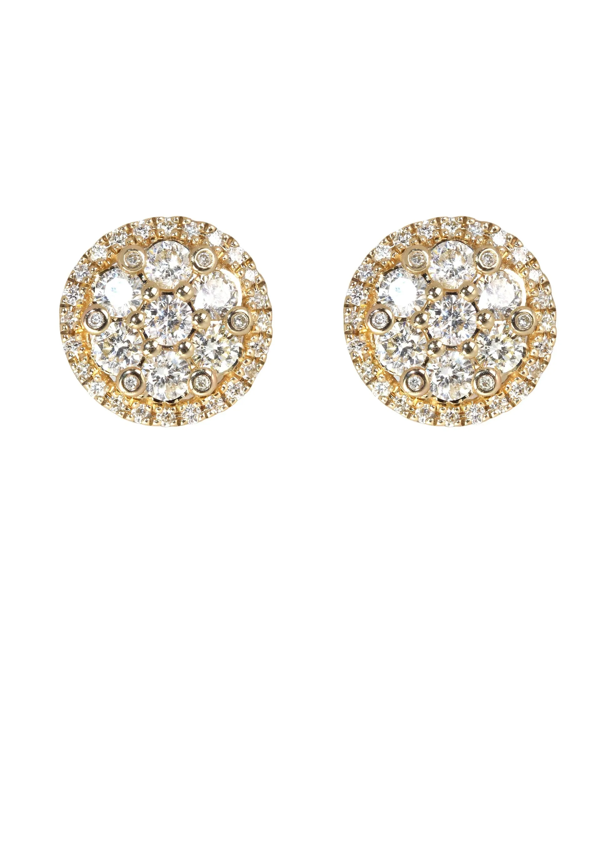 Mens Stud Diamond Earrings | 1.09 Carats 14K Yellow Gold