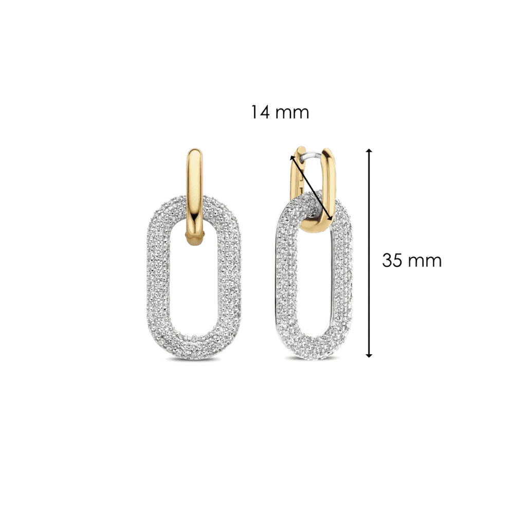 Milano Pave Oval Link Earrings - Gold - 7844ZY