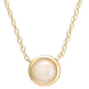 Modern Bezel Set Round Opal Necklace