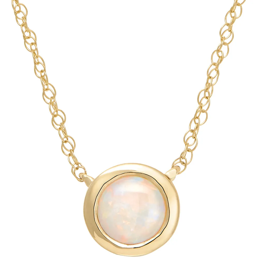 Modern Bezel Set Round Opal Necklace