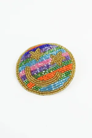 My Doris - Beaded Smile Face Brooch