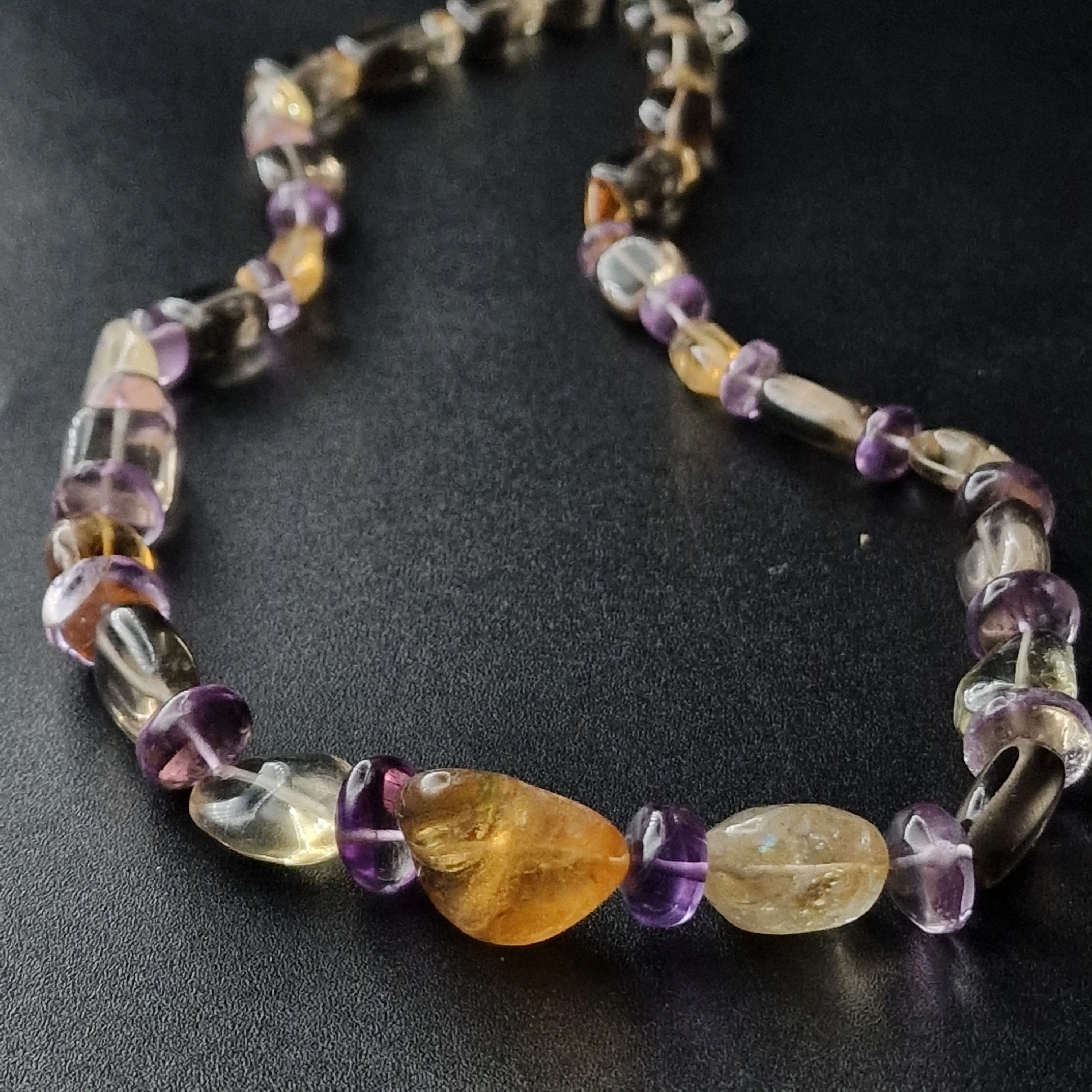 Natural Amethyst, Citrine and Clear Quartz Crystal Necklace Jewellery