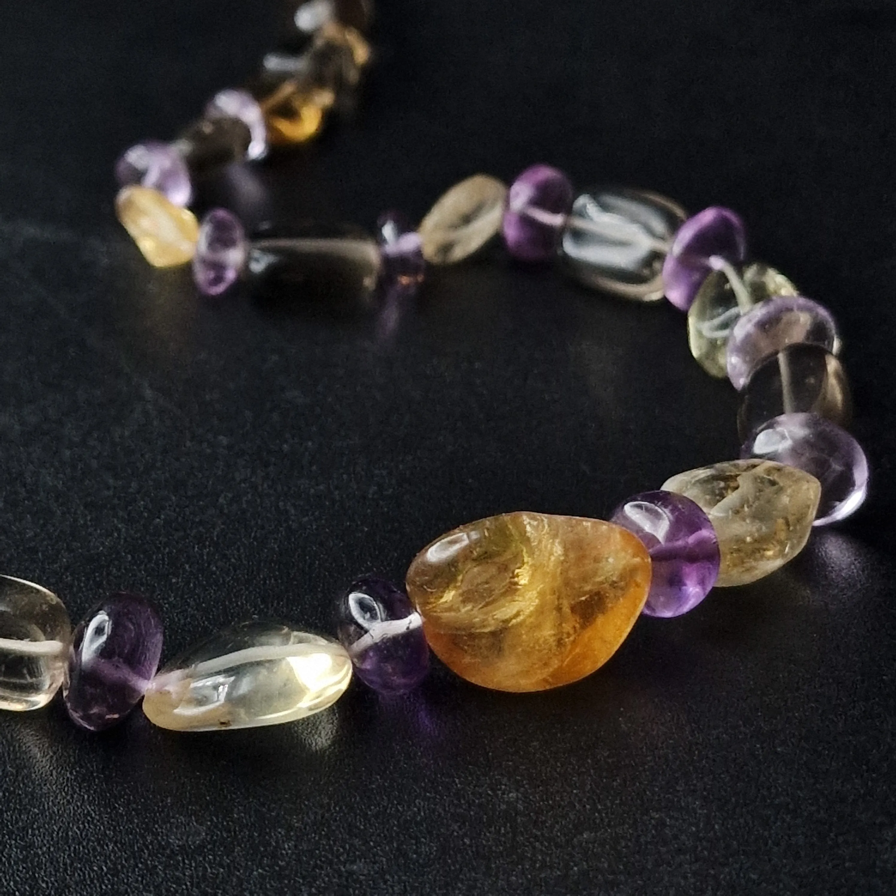 Natural Amethyst, Citrine and Clear Quartz Crystal Necklace Jewellery