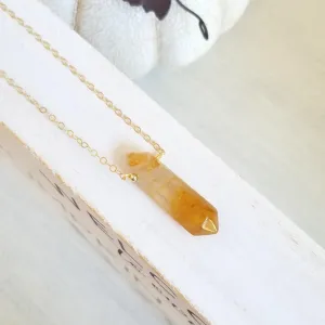 Natural Citrine Crystal Point Pendant Necklace