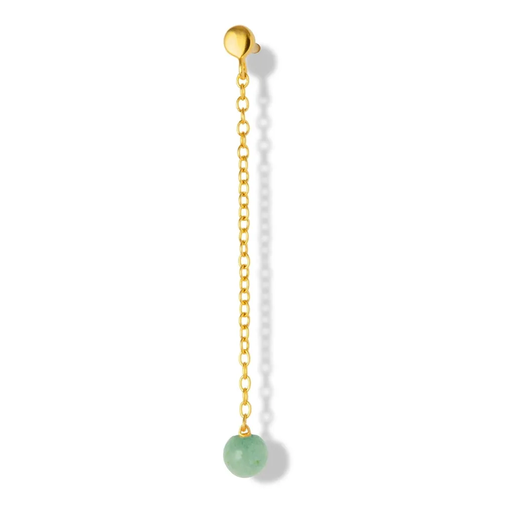 Natural Stone Chain earring 1 pcs - Light Green