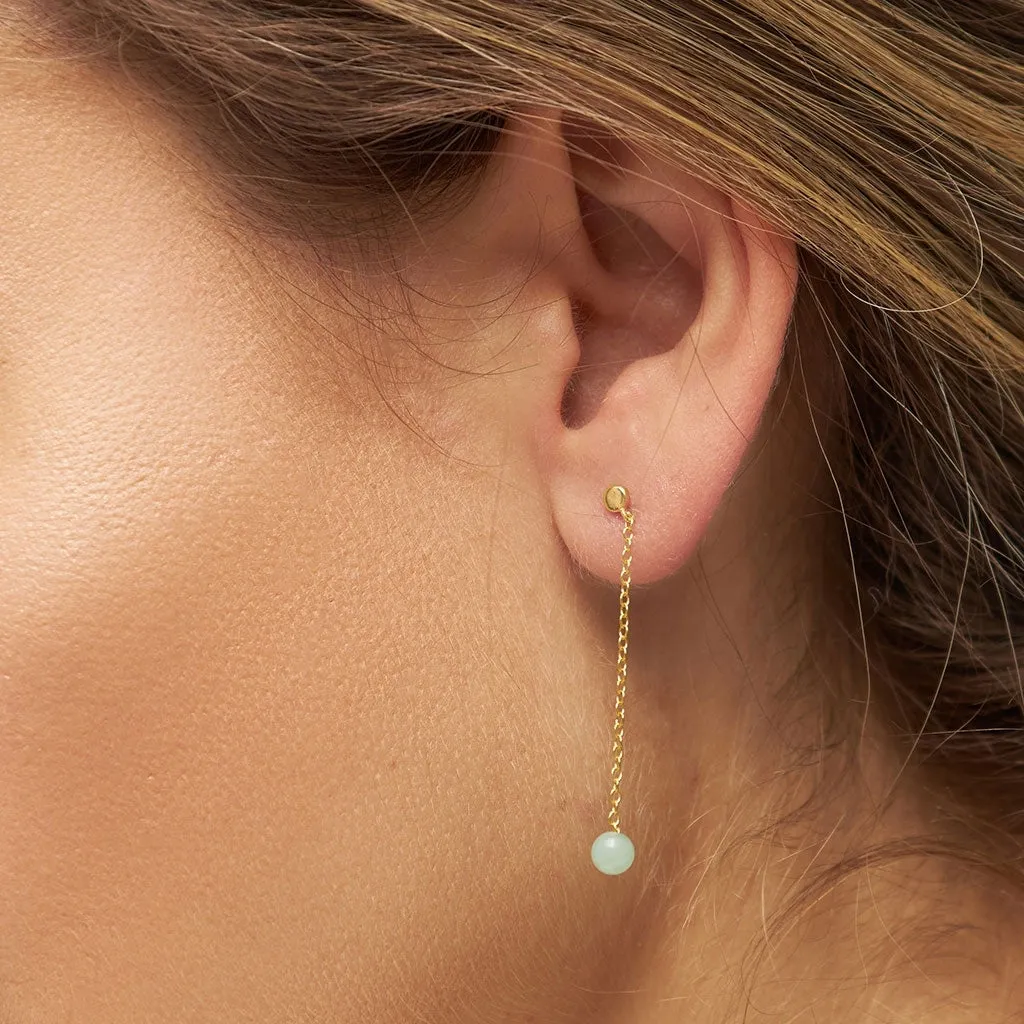 Natural Stone Chain earring 1 pcs - Light Green