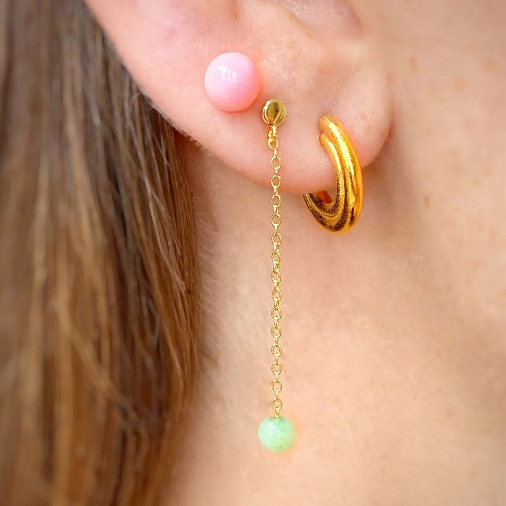 Natural Stone Chain earring 1 pcs - Light Green