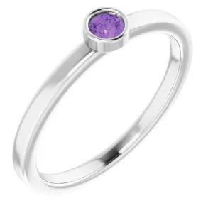 Platinum 3 mm Natural Amethyst Ring