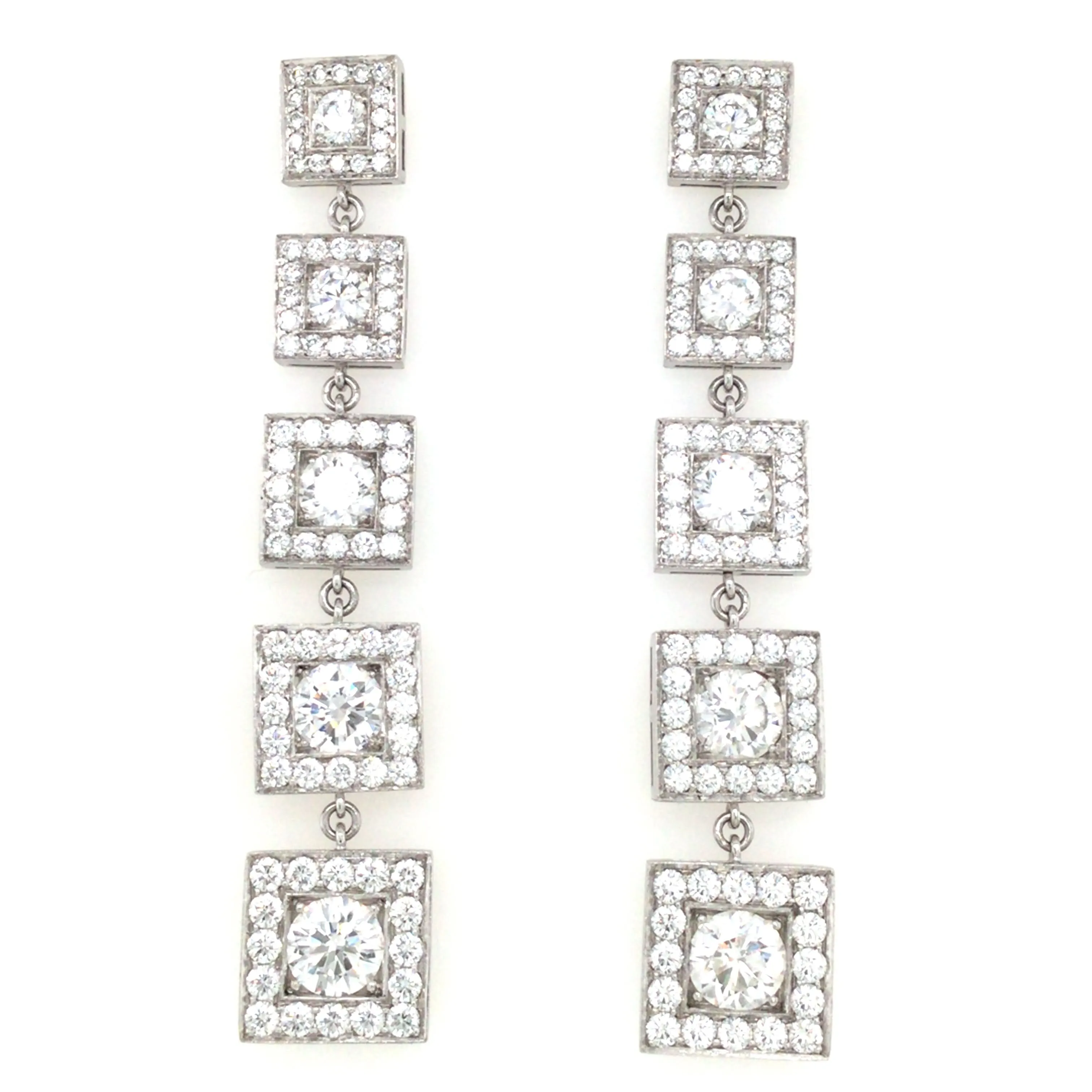 Platinum Natural Diamond Hopscotch Earrings