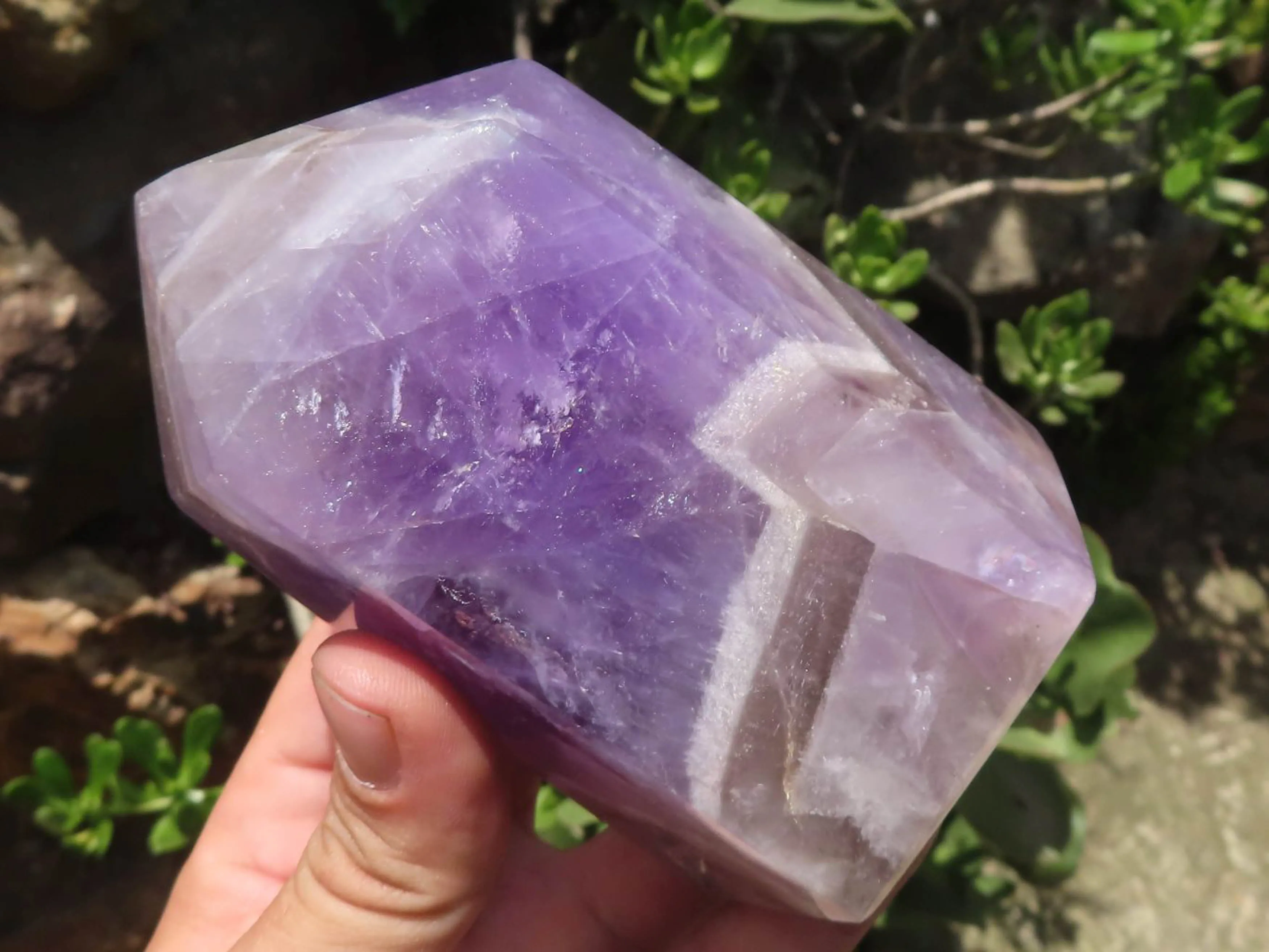 Polished Amethyst Points With Smokey Patterns x 2 From Madagascar
