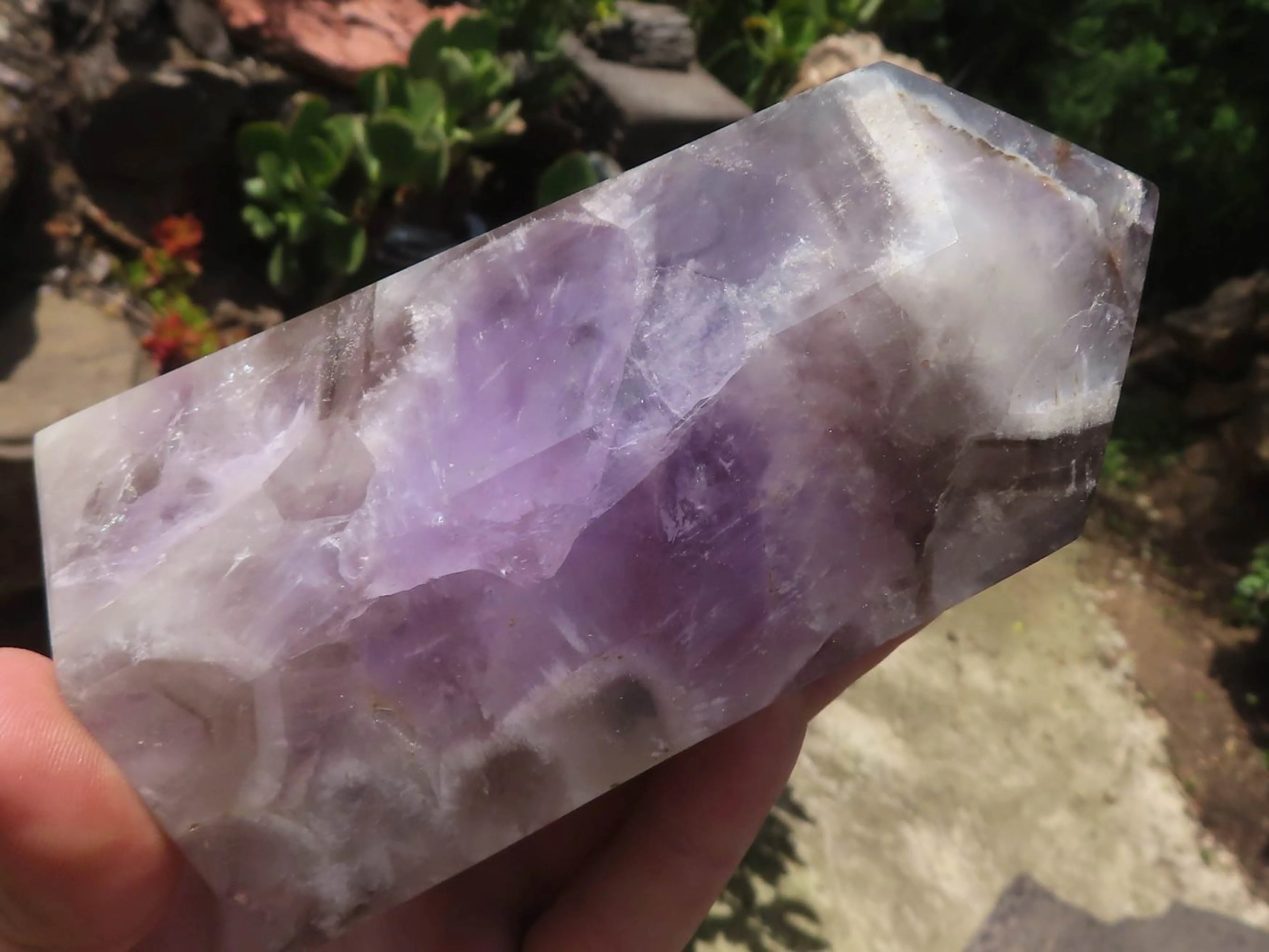 Polished Amethyst Points With Smokey Patterns x 2 From Madagascar