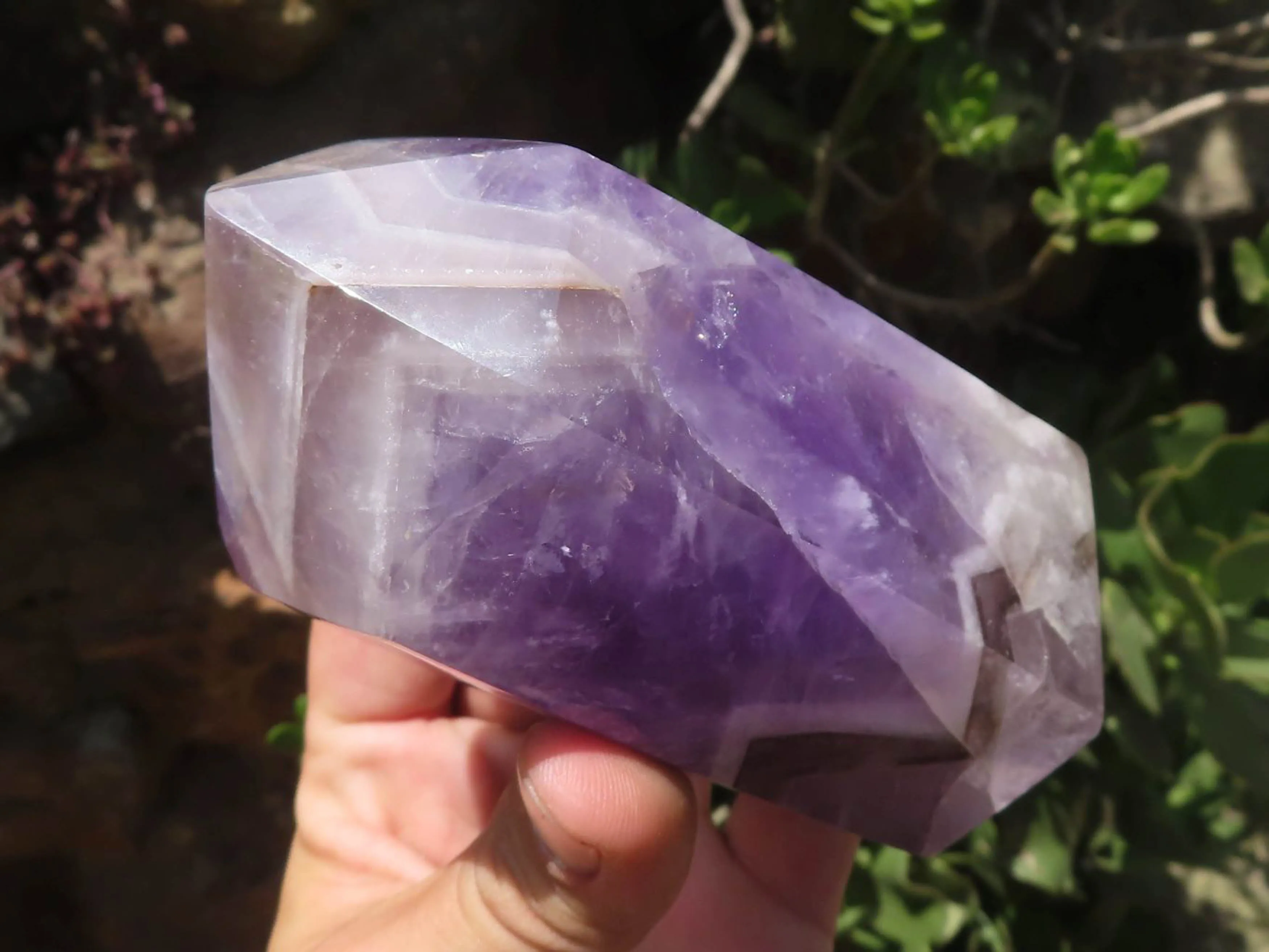 Polished Amethyst Points With Smokey Patterns x 2 From Madagascar