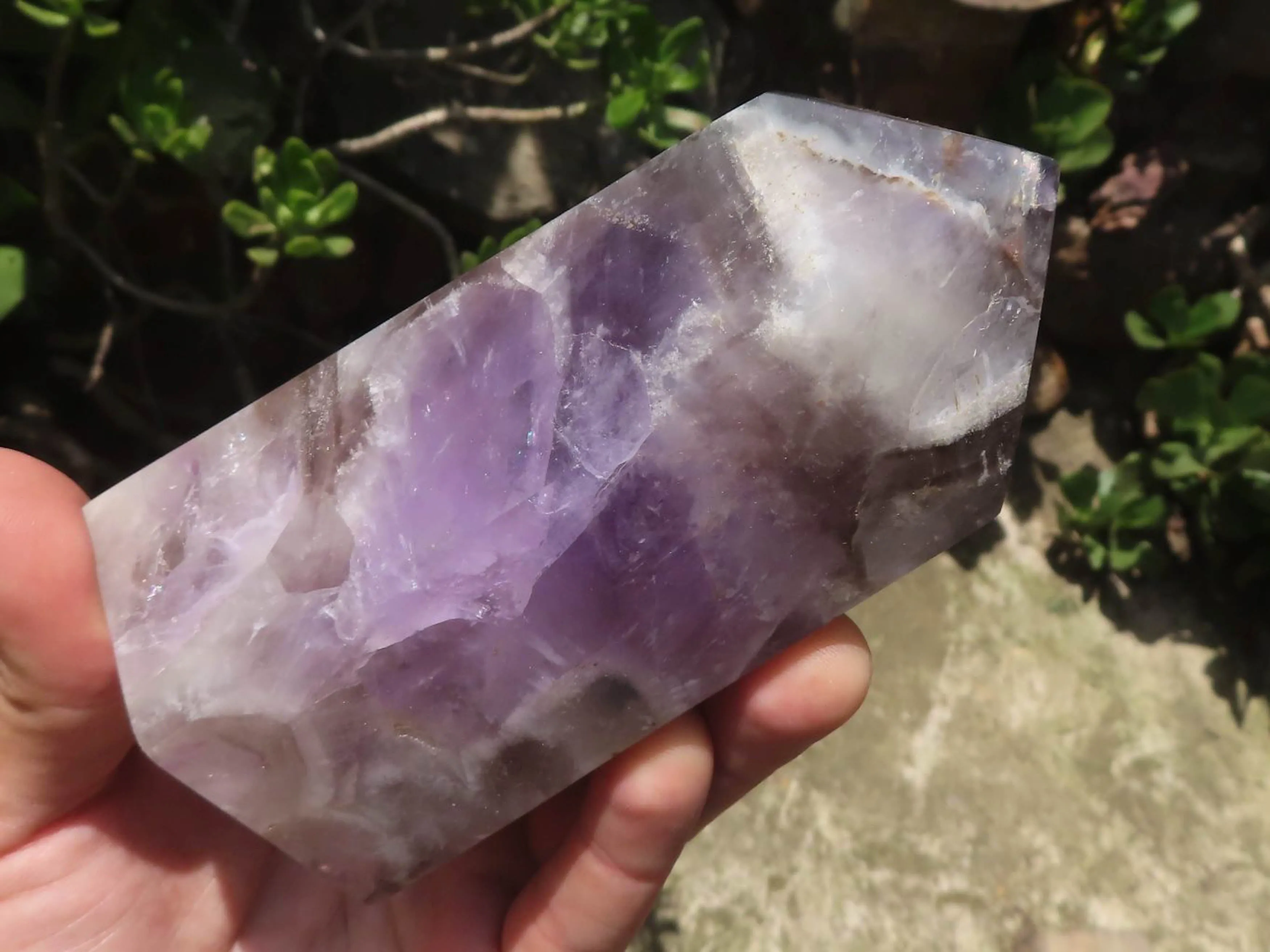 Polished Amethyst Points With Smokey Patterns x 2 From Madagascar