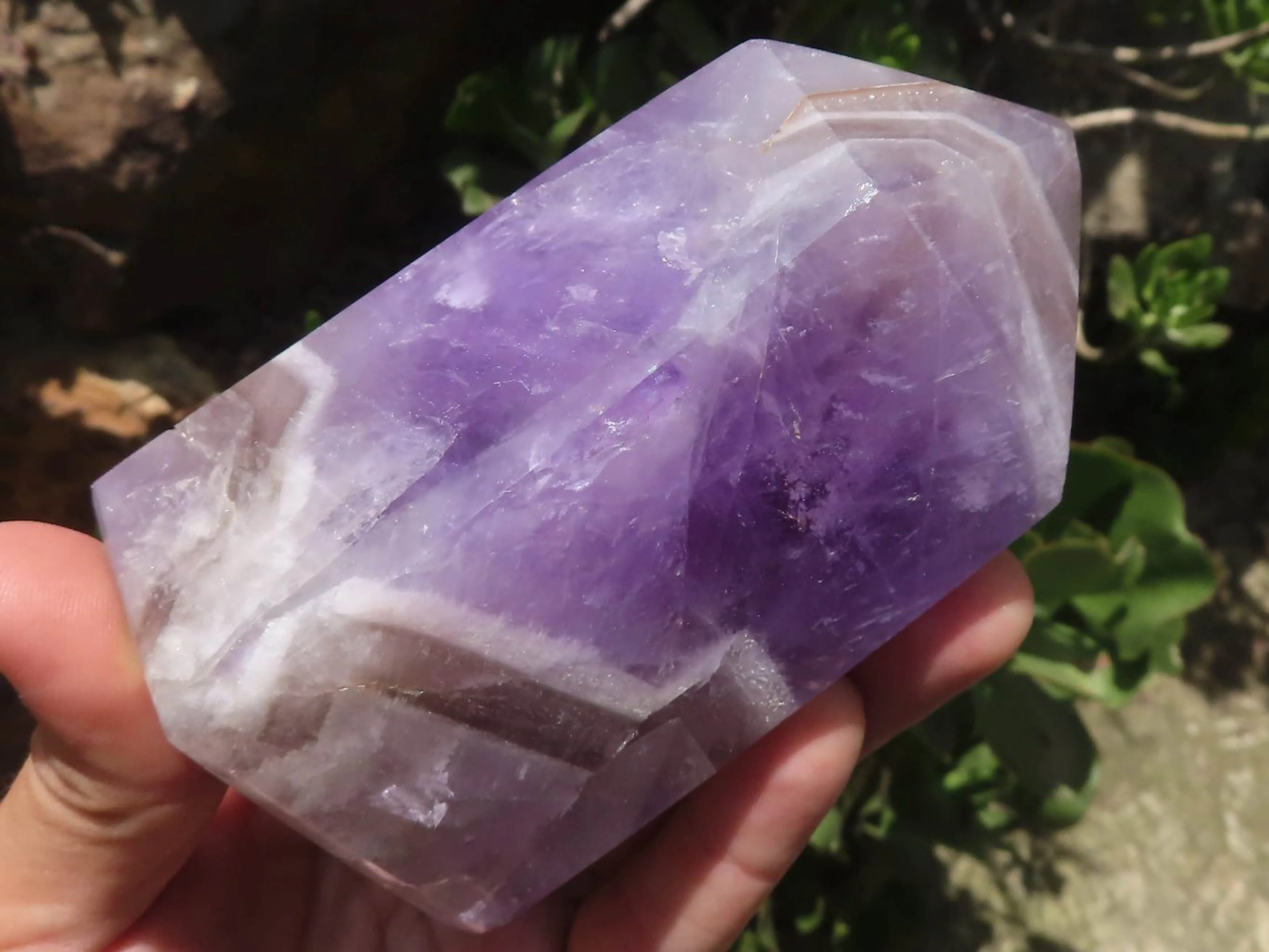 Polished Amethyst Points With Smokey Patterns x 2 From Madagascar