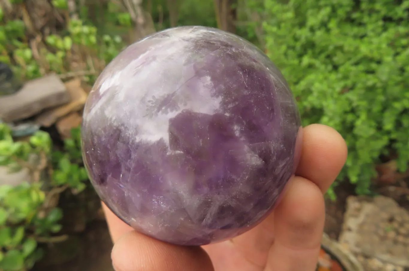 Polished Chevron Amethyst Spheres x 4 From Madagascar