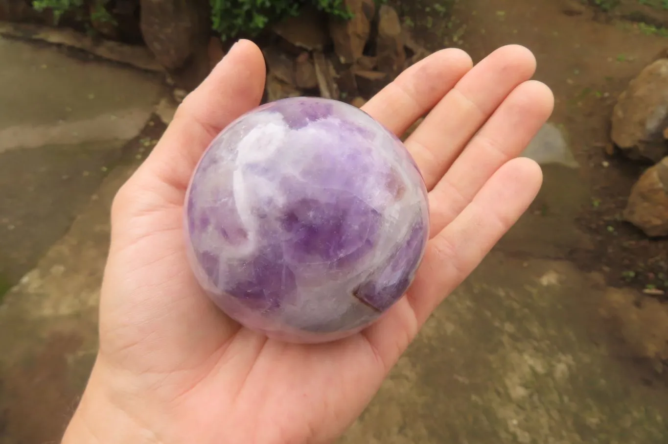 Polished Chevron Amethyst Spheres x 4 From Madagascar