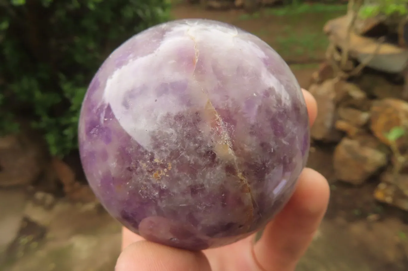 Polished Chevron Amethyst Spheres x 4 From Madagascar