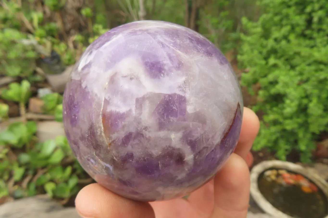 Polished Chevron Amethyst Spheres x 4 From Madagascar