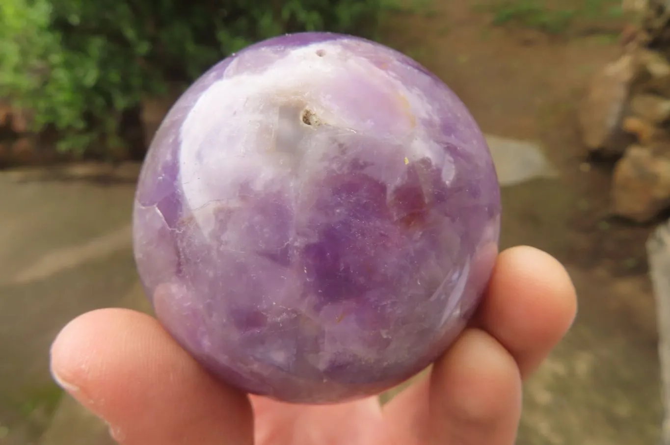 Polished Chevron Amethyst Spheres x 4 From Madagascar