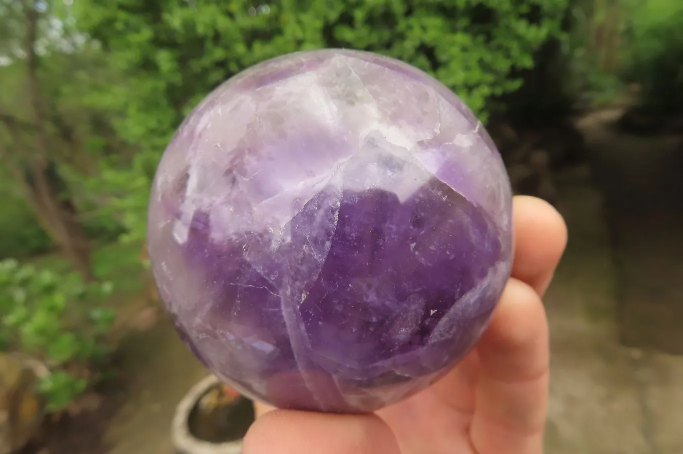 Polished Chevron Amethyst Spheres x 4 From Madagascar