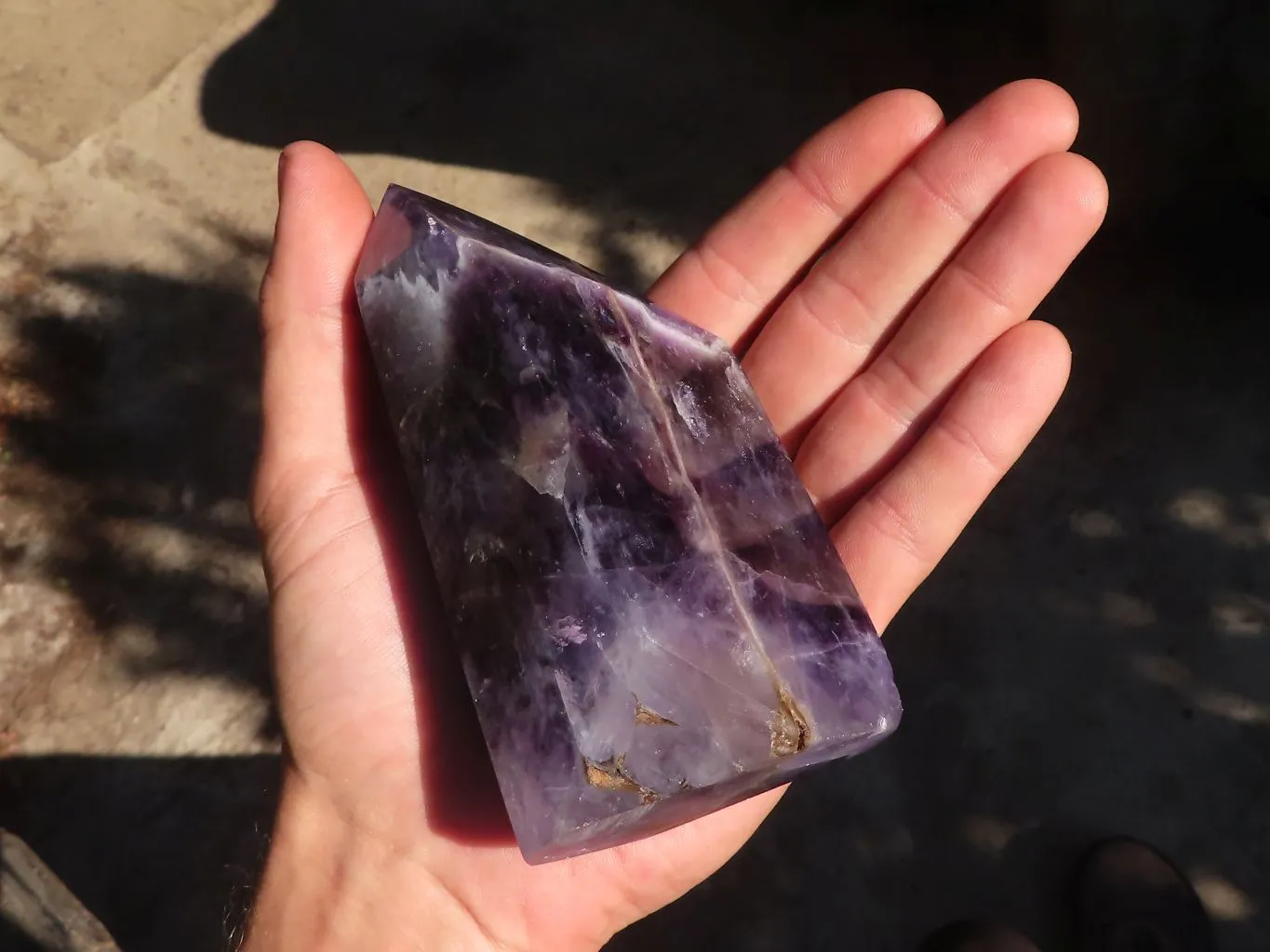 Polished  Dream Chevron Amethyst Points x 2 From Madagascar
