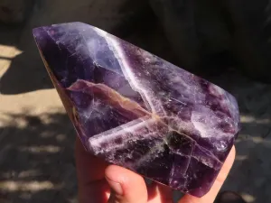 Polished  Dream Chevron Amethyst Points x 2 From Madagascar