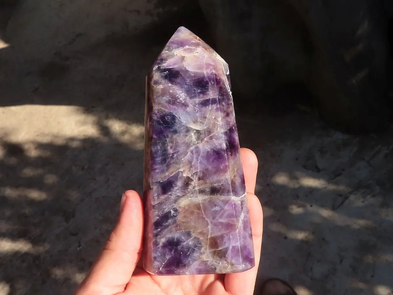 Polished  Dream Chevron Amethyst Points x 2 From Madagascar