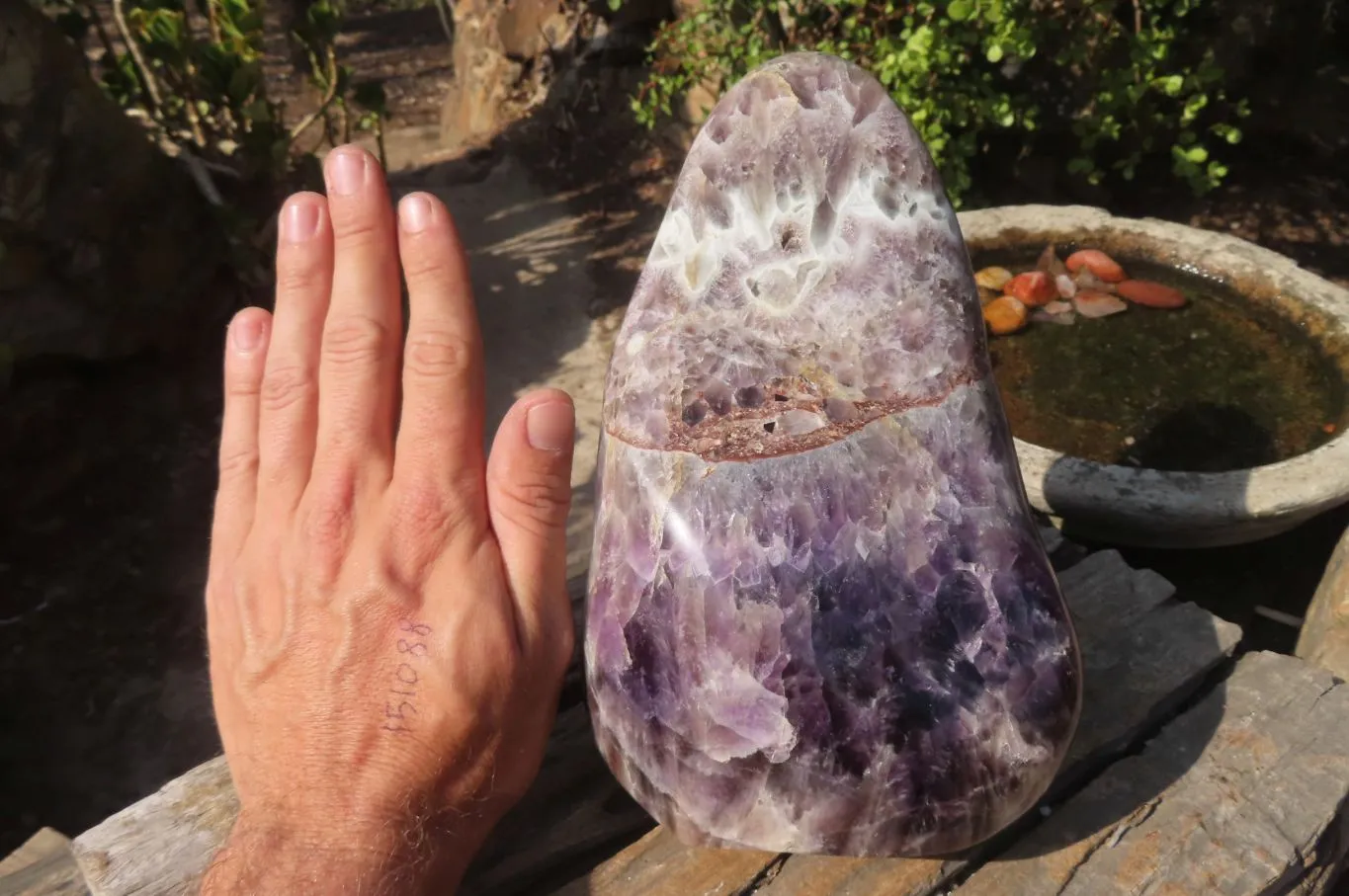 Polished Smokey Chevron Amethyst Standing Free Form x 1 From Madagascar