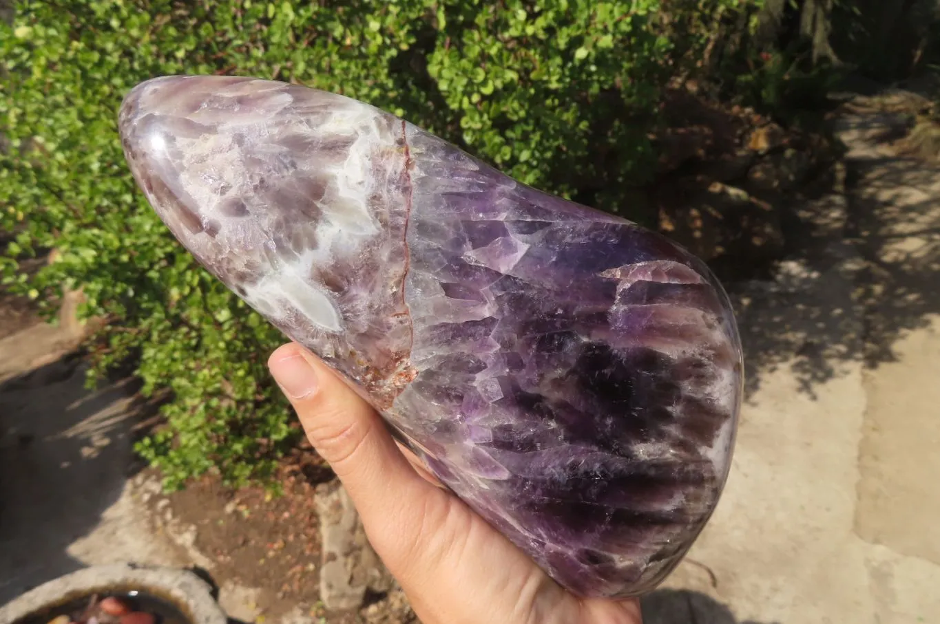 Polished Smokey Chevron Amethyst Standing Free Form x 1 From Madagascar