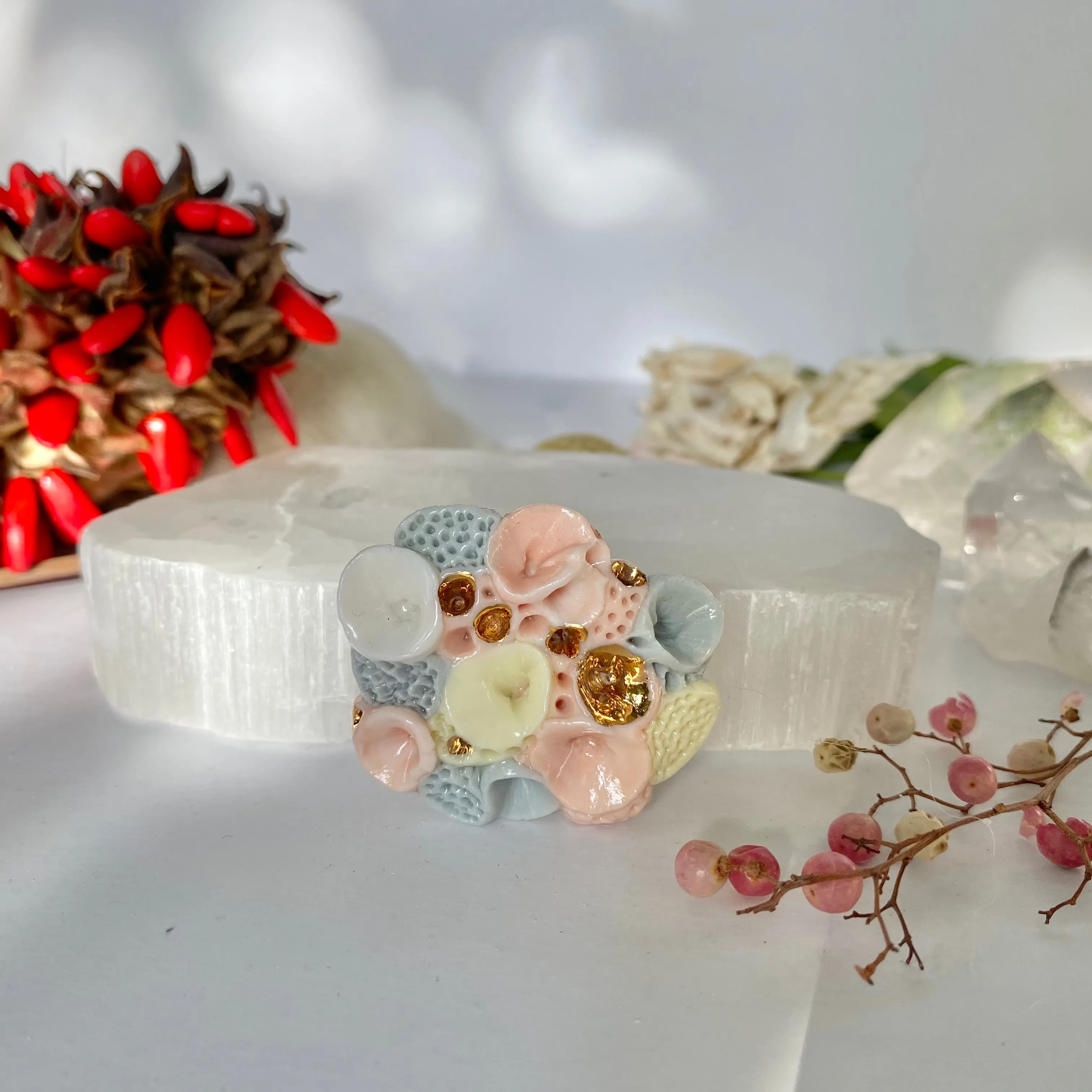 Porcelain ‘rock coral’ brooch