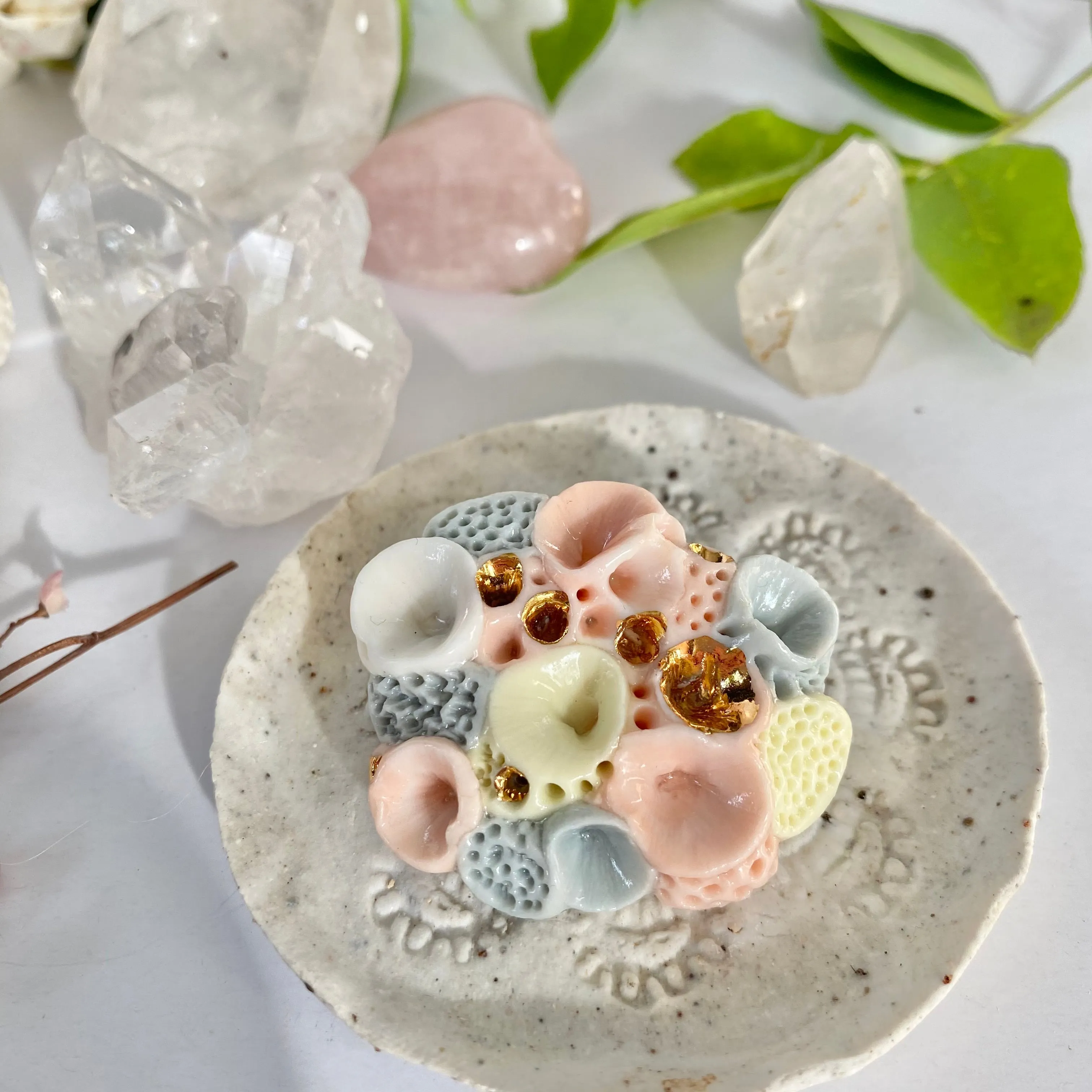 Porcelain ‘rock coral’ brooch