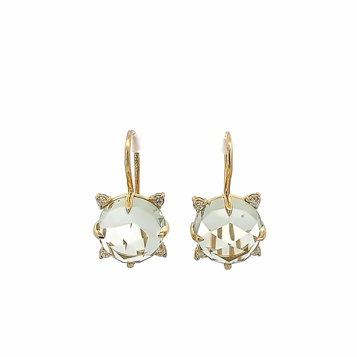 Prasiolite and Diamond Accent Drop Earrings - made to order