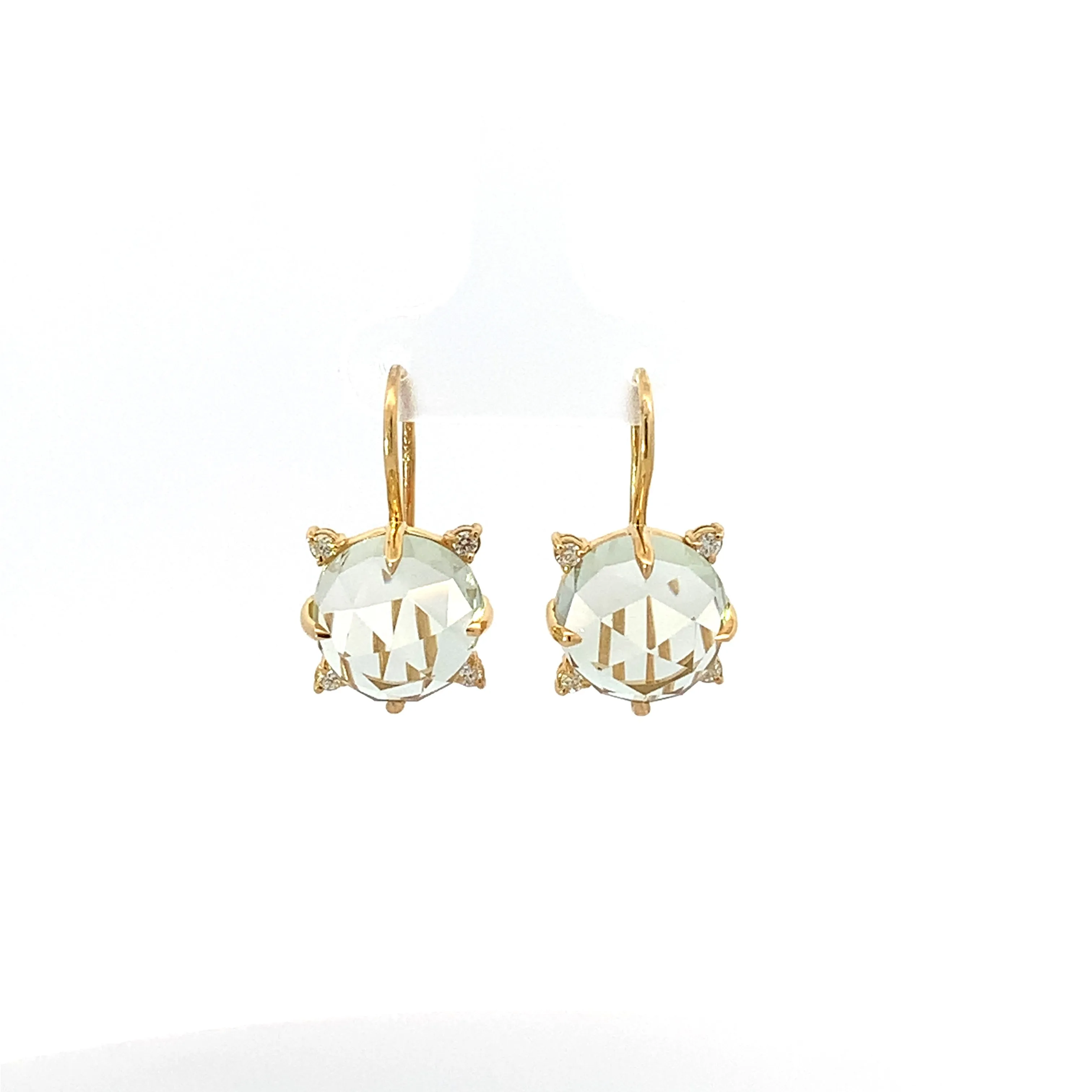 Prasiolite and Diamond Accent Drop Earrings - made to order