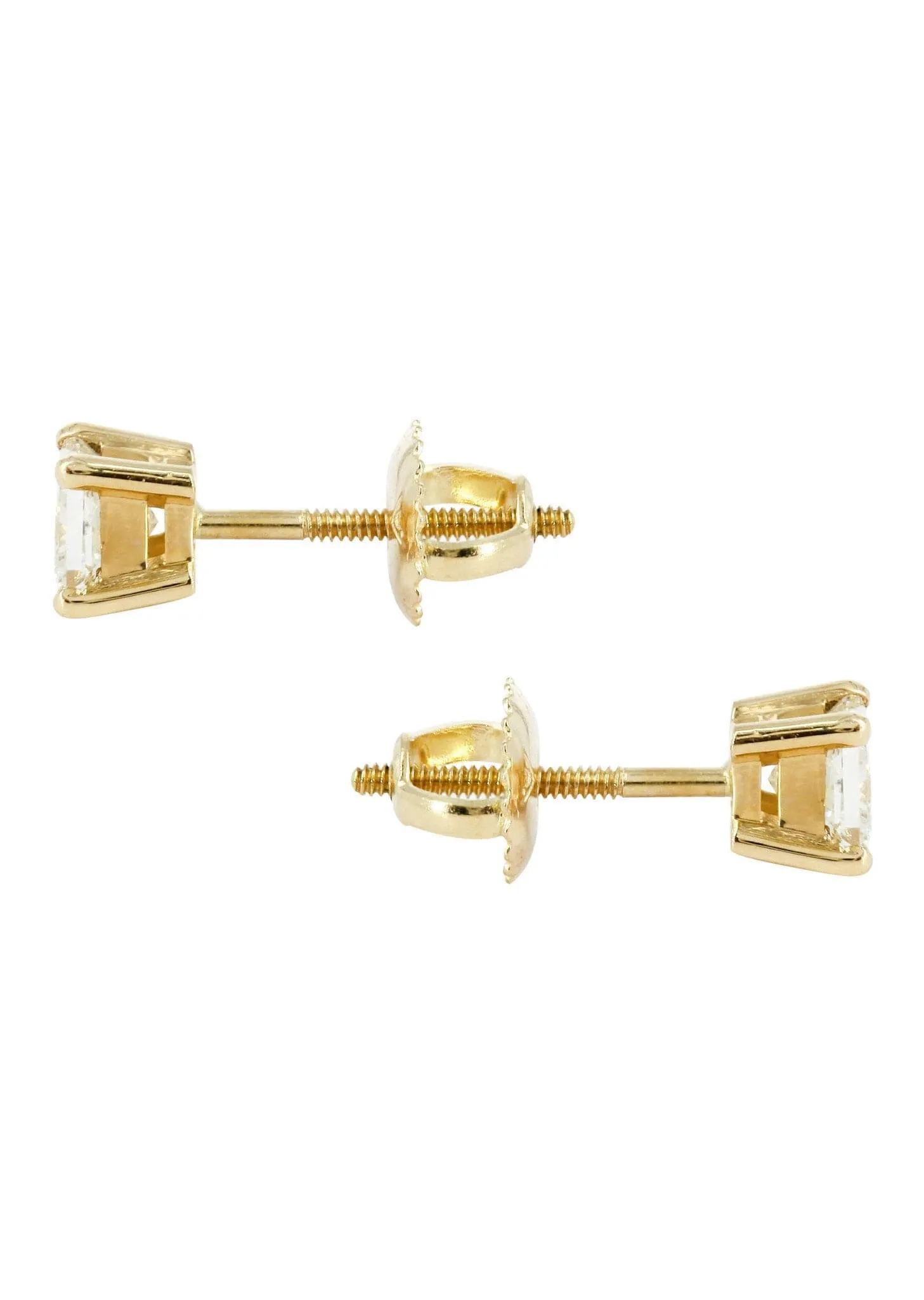 Princess Cut Diamond Stud Earrings For Men | 14K Yellow Gold | 0.97 Carats