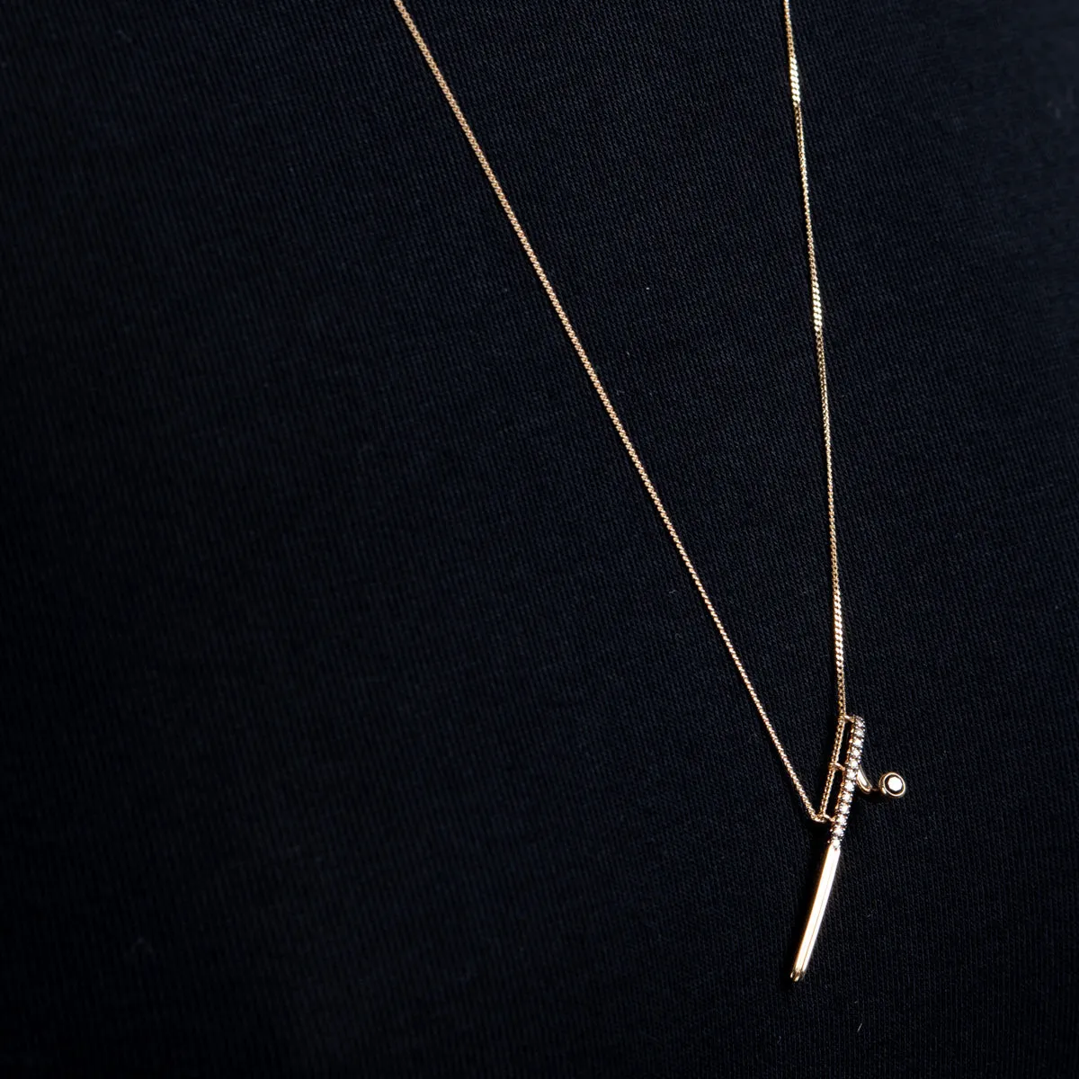 "Drosera" Black and White Diamond Long Bar Necklace