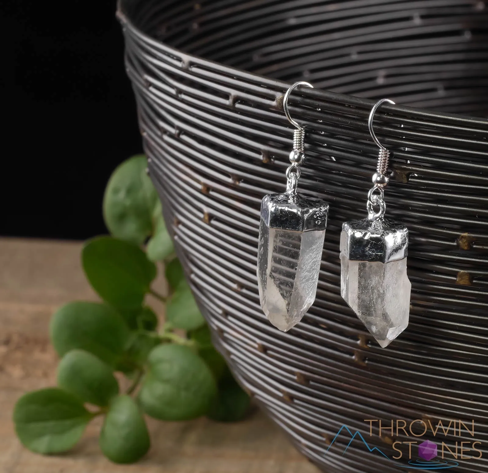 Raw CLEAR QUARTZ Crystal Earrings - Silver - Raw Gemstone Earrings, Dangle Earrings, Handmade Jewelry, E0260