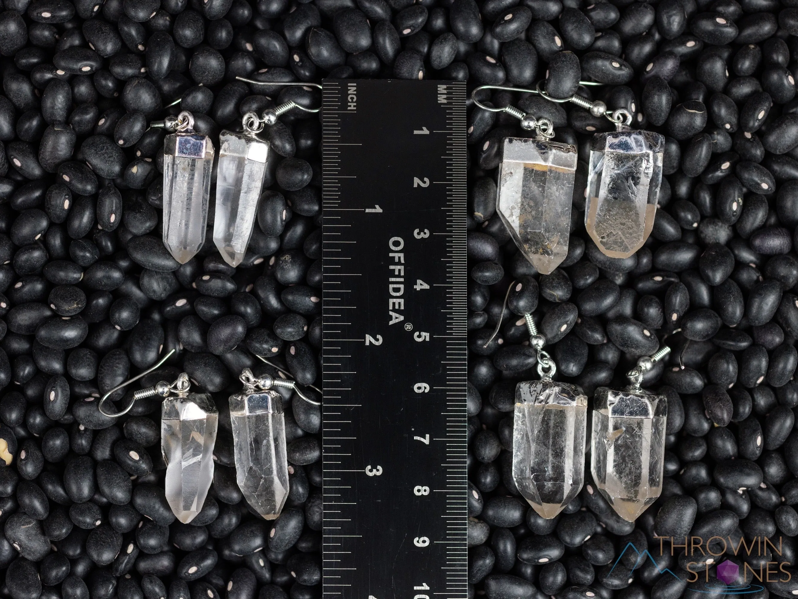 Raw CLEAR QUARTZ Crystal Earrings - Silver - Raw Gemstone Earrings, Dangle Earrings, Handmade Jewelry, E0260