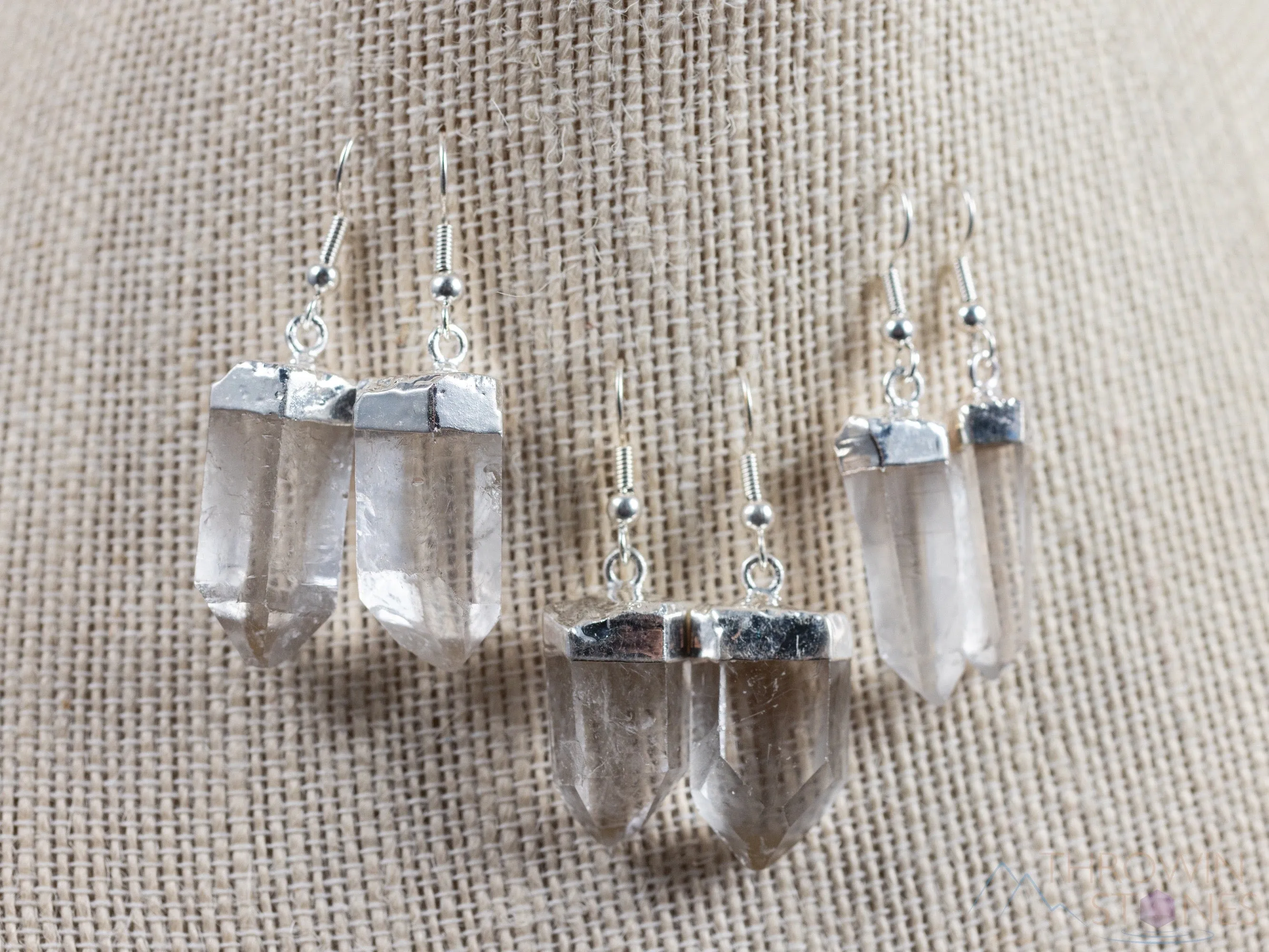 Raw CLEAR QUARTZ Crystal Earrings - Silver - Raw Gemstone Earrings, Dangle Earrings, Handmade Jewelry, E0260