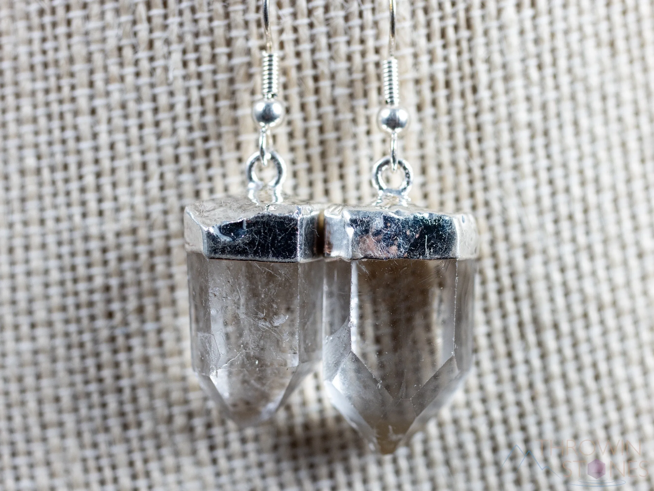 Raw CLEAR QUARTZ Crystal Earrings - Silver - Raw Gemstone Earrings, Dangle Earrings, Handmade Jewelry, E0260